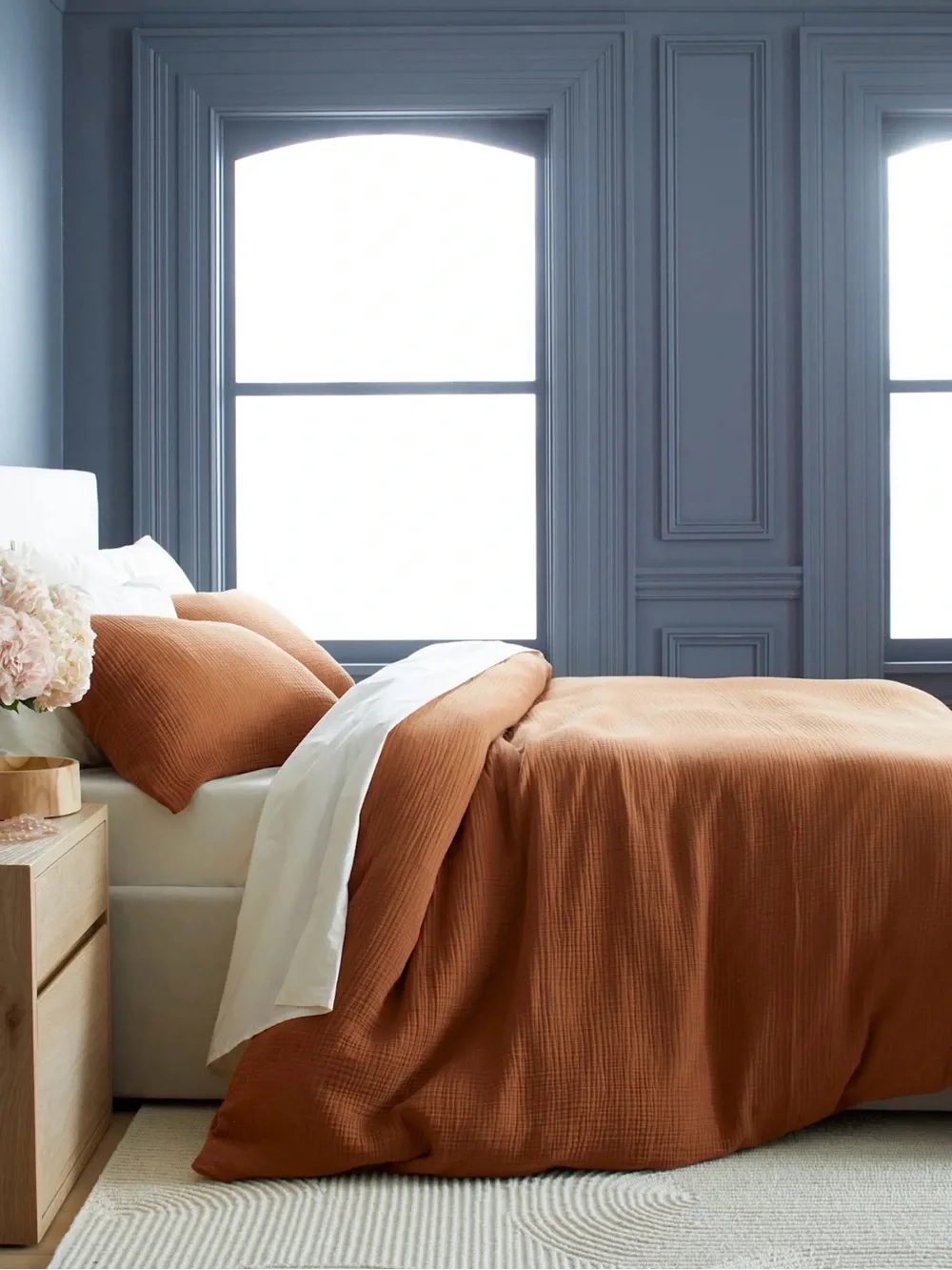 Quince Organic Cotton Gauze Duvet Cover in Terracotta Queen Size 962